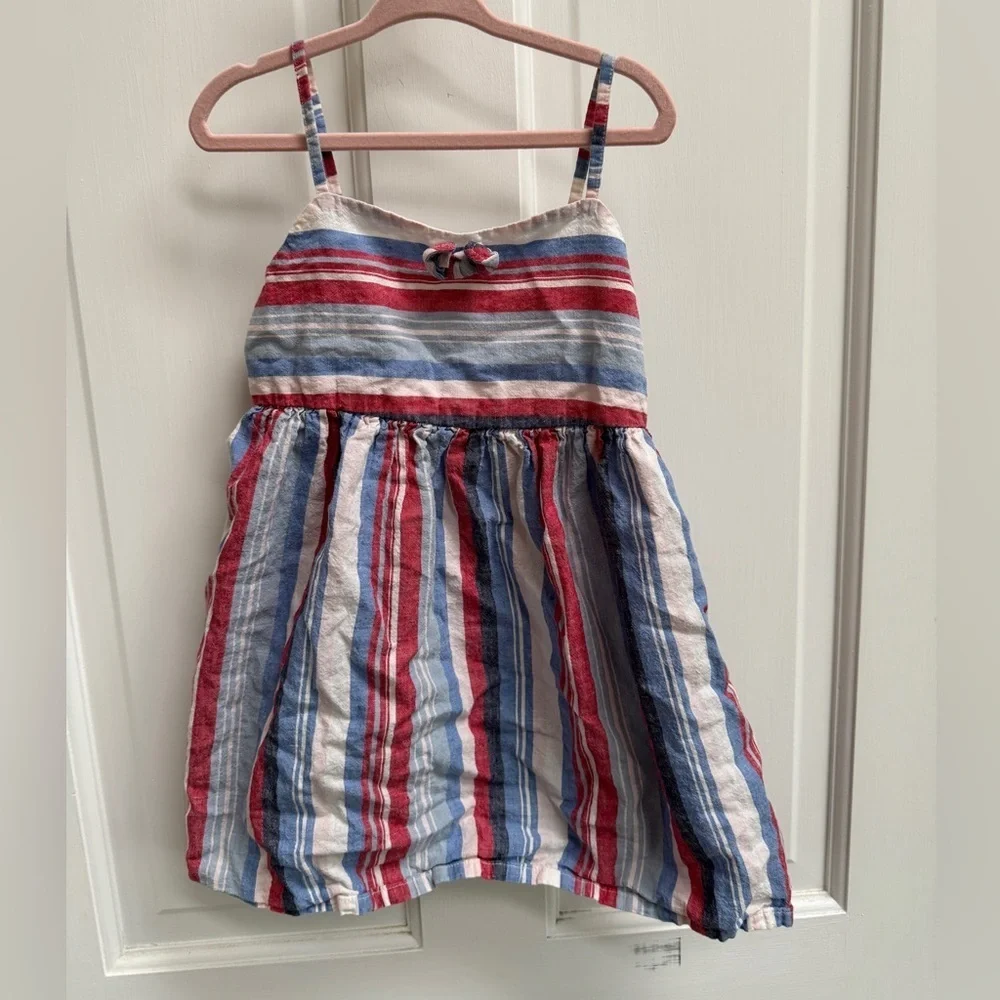 OshKosh B'gosh 4T Girls Red White Blue Striped 4th of July Sleeveless Dress